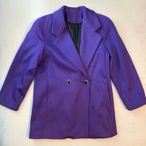 Vintage Rafael Purple Wool Long Blazer Jacket Women’s 6 two button vibrant